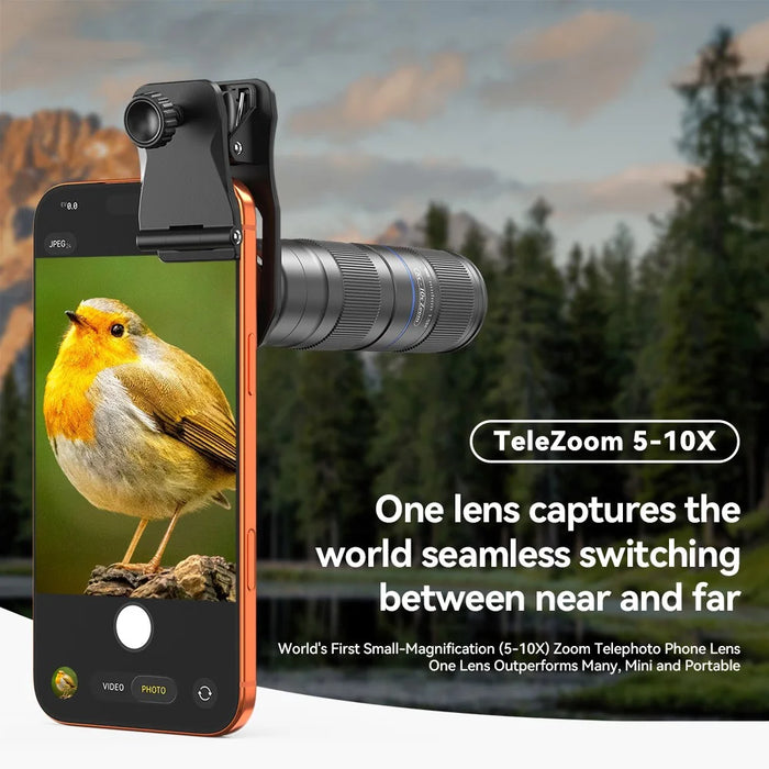 APEXEL APL-TM5-10X Phone Camera Lens Kit 5-10X Optical Zoom Telephoto Lens Caps Clamp Set for Concert Photography Wildlife Observation - Black - 2