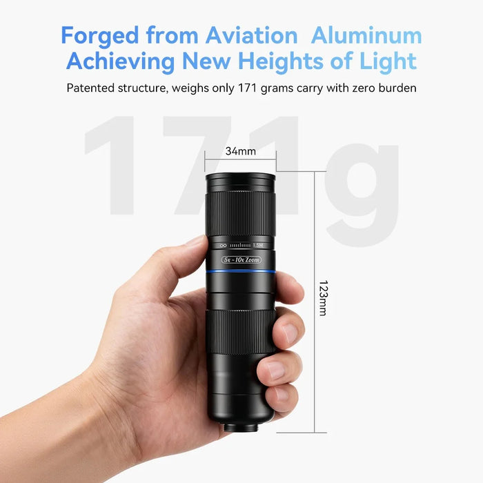 APEXEL APL-TM5-10X Phone Camera Lens Kit 5-10X Optical Zoom Telephoto Lens Caps Clamp Set for Concert Photography Wildlife Observation - Black - 4