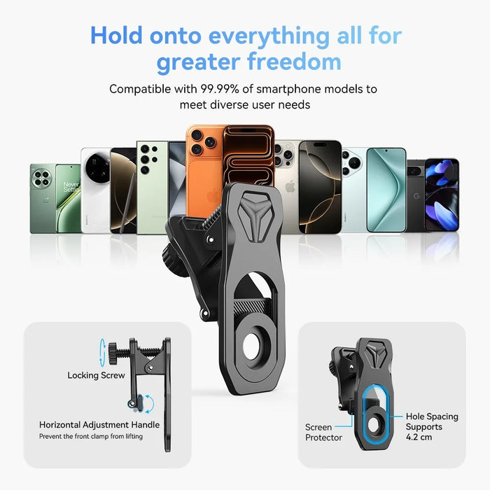 APEXEL APL-TM5-10X Phone Camera Lens Kit 5-10X Optical Zoom Telephoto Lens Caps Clamp Set for Concert Photography Wildlife Observation - Black - 6