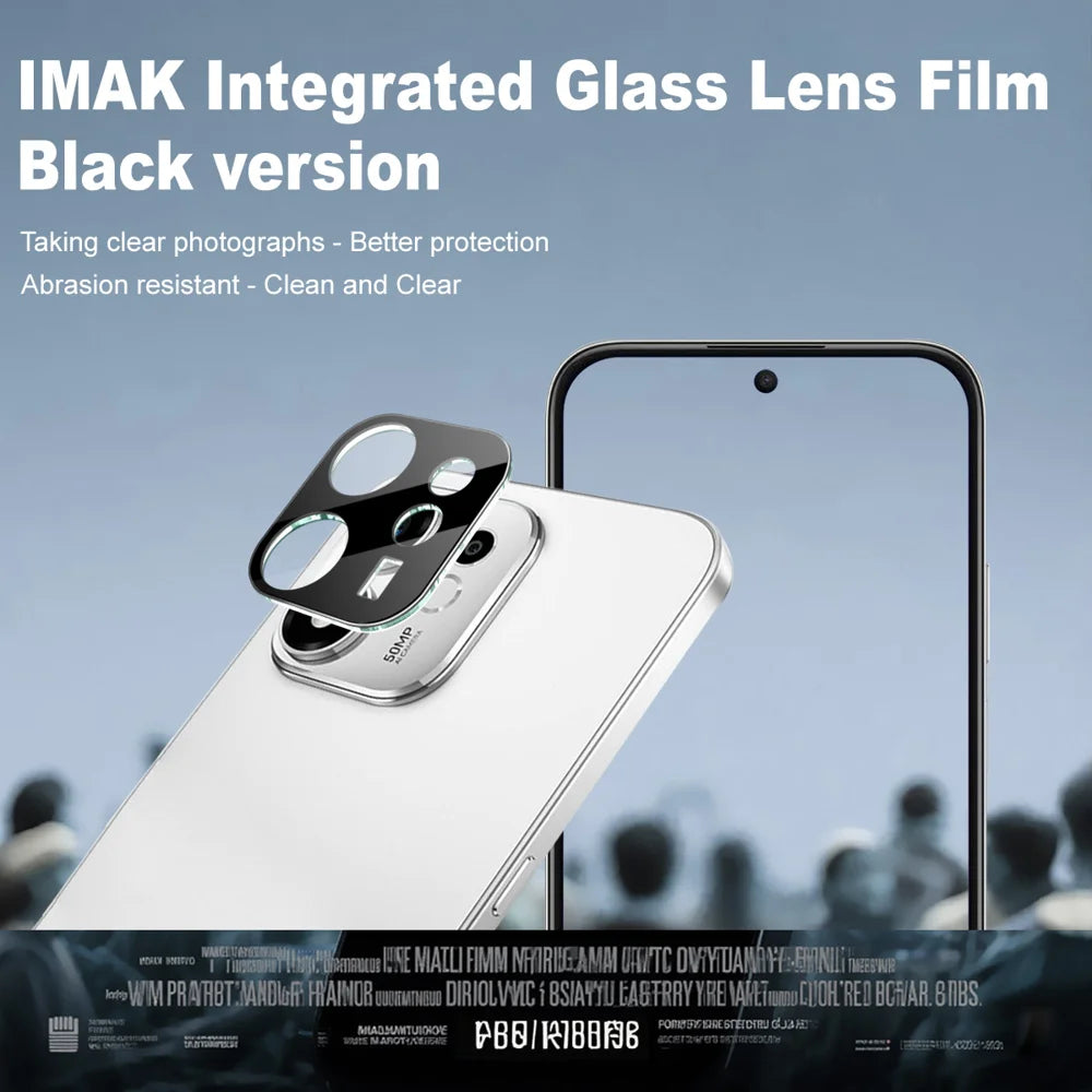 IMAK for Honor 600 Smart 5G Tempered Glass Full Cover Lens Film + Acrylic Cap - Black - Black - 3