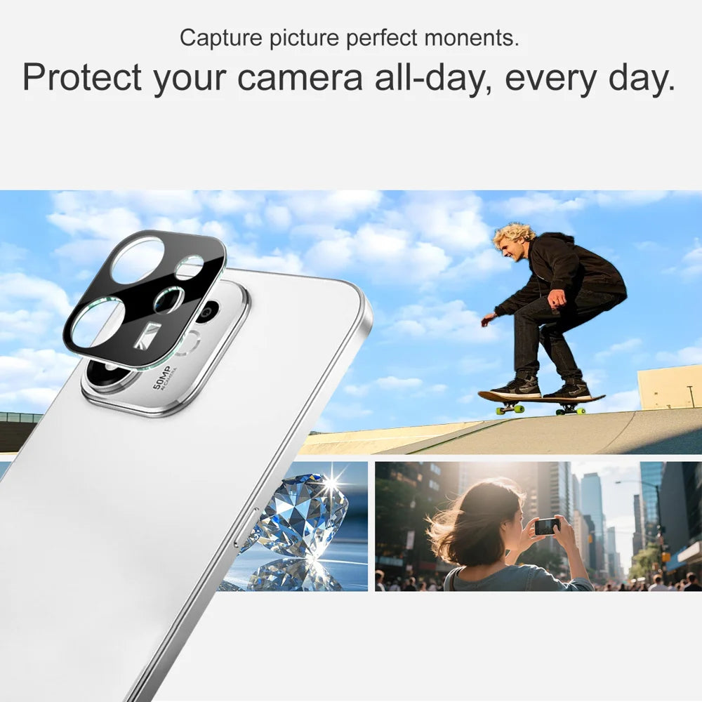 IMAK for Honor 600 Smart 5G Tempered Glass Full Cover Lens Film + Acrylic Cap - Black - Black - 6