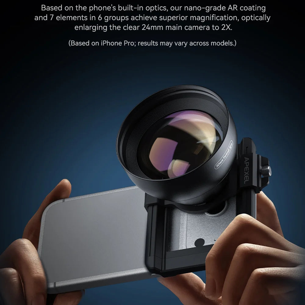 APEXEL APL-PL2X 50mm F1.05 2X Telephoto Portrait Lens with Universal Clip for Mobile Phone - 4