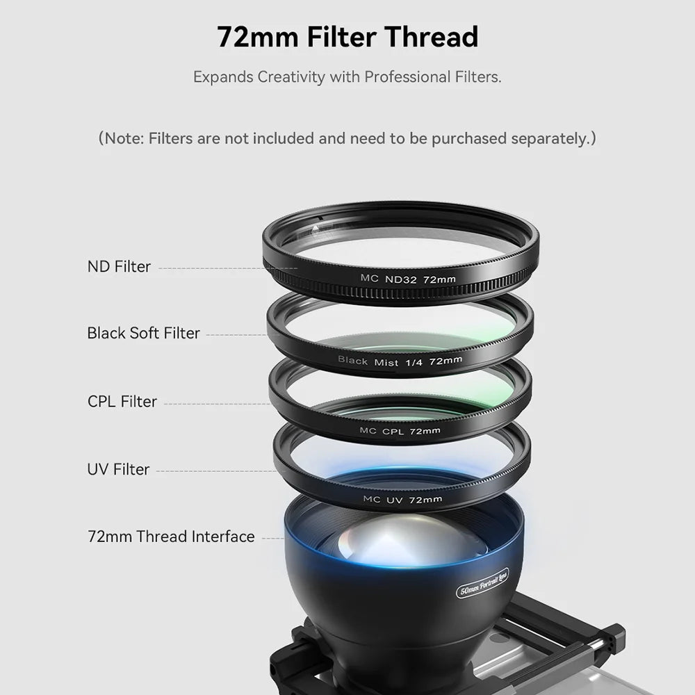 APEXEL APL-PL2X 50mm F1.05 2X Telephoto Portrait Lens with Universal Clip for Mobile Phone - 6