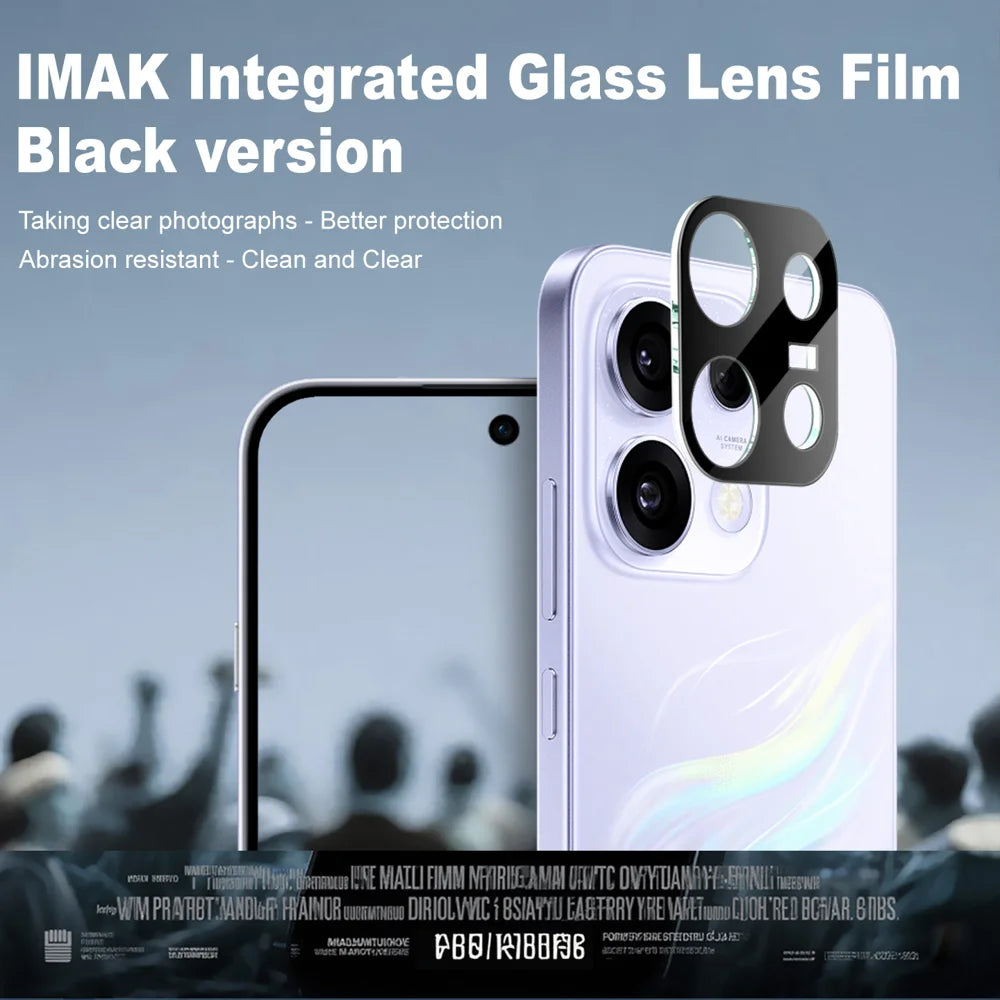 IMAK for Oppo Reno16 FS 5G / Oppo Reno16 F 5G Tempered Glass Full Cover Lens Film + Acrylic Cap - Black - 3