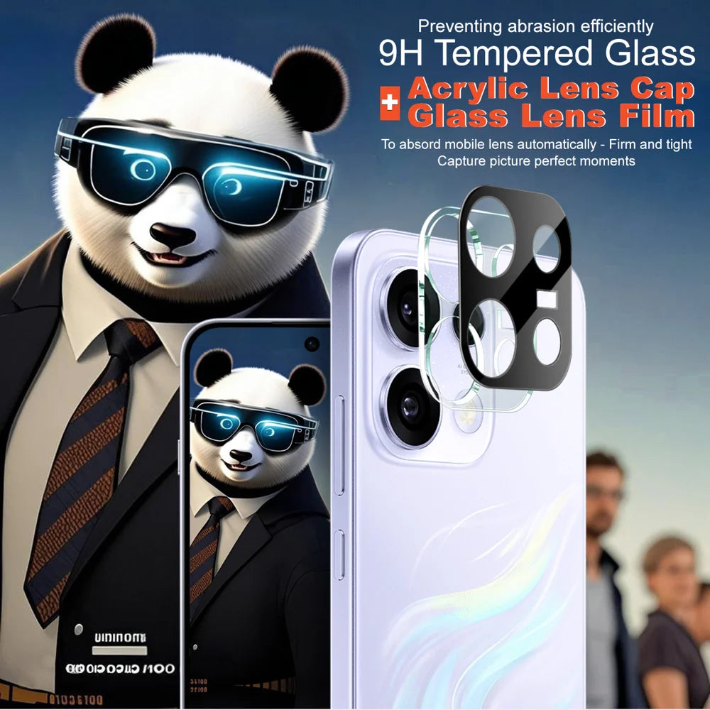 IMAK for Oppo Reno16 FS 5G / Oppo Reno16 F 5G Tempered Glass Full Cover Lens Film + Acrylic Cap - Black - 4