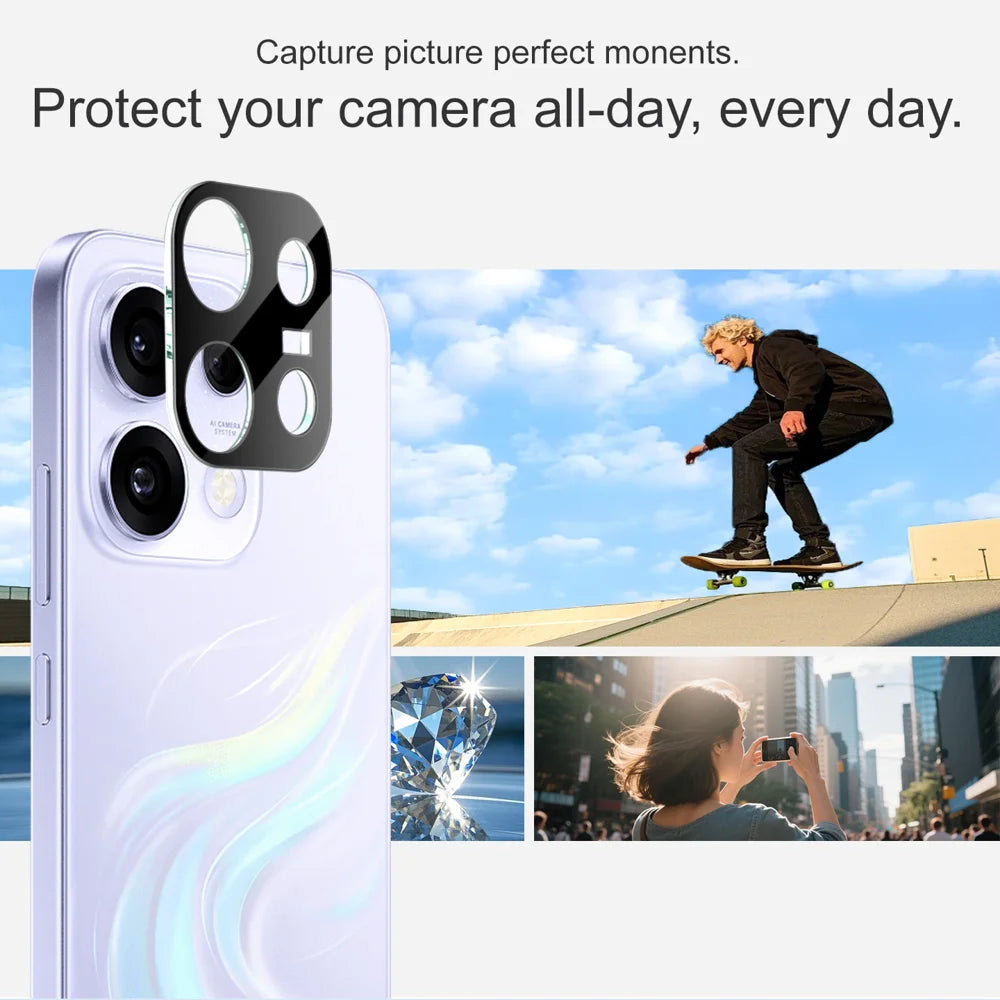 IMAK for Oppo Reno16 FS 5G / Oppo Reno16 F 5G Tempered Glass Full Cover Lens Film + Acrylic Cap - Black - 6