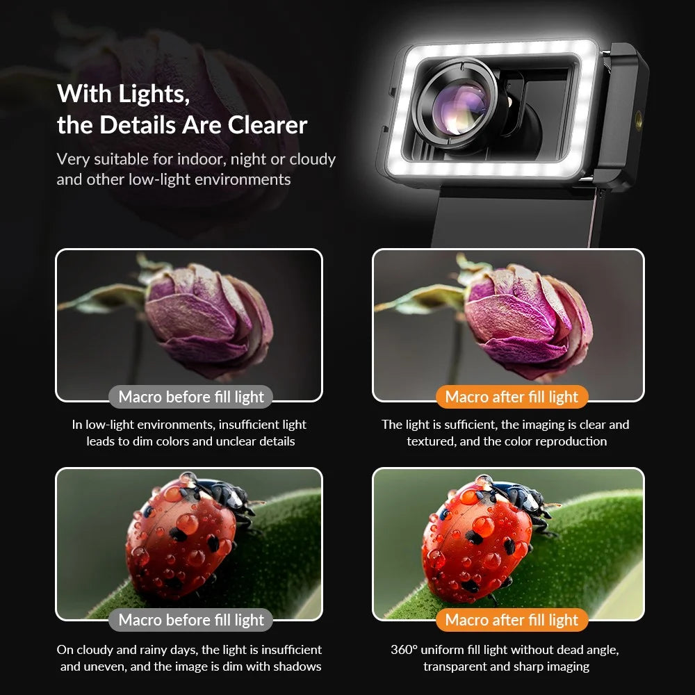 APEXEL APL-FL23 M17-37 LED Video Fill Light Portable Selfie Clip Light with 1 / 4 Thread Port for Phone - 6