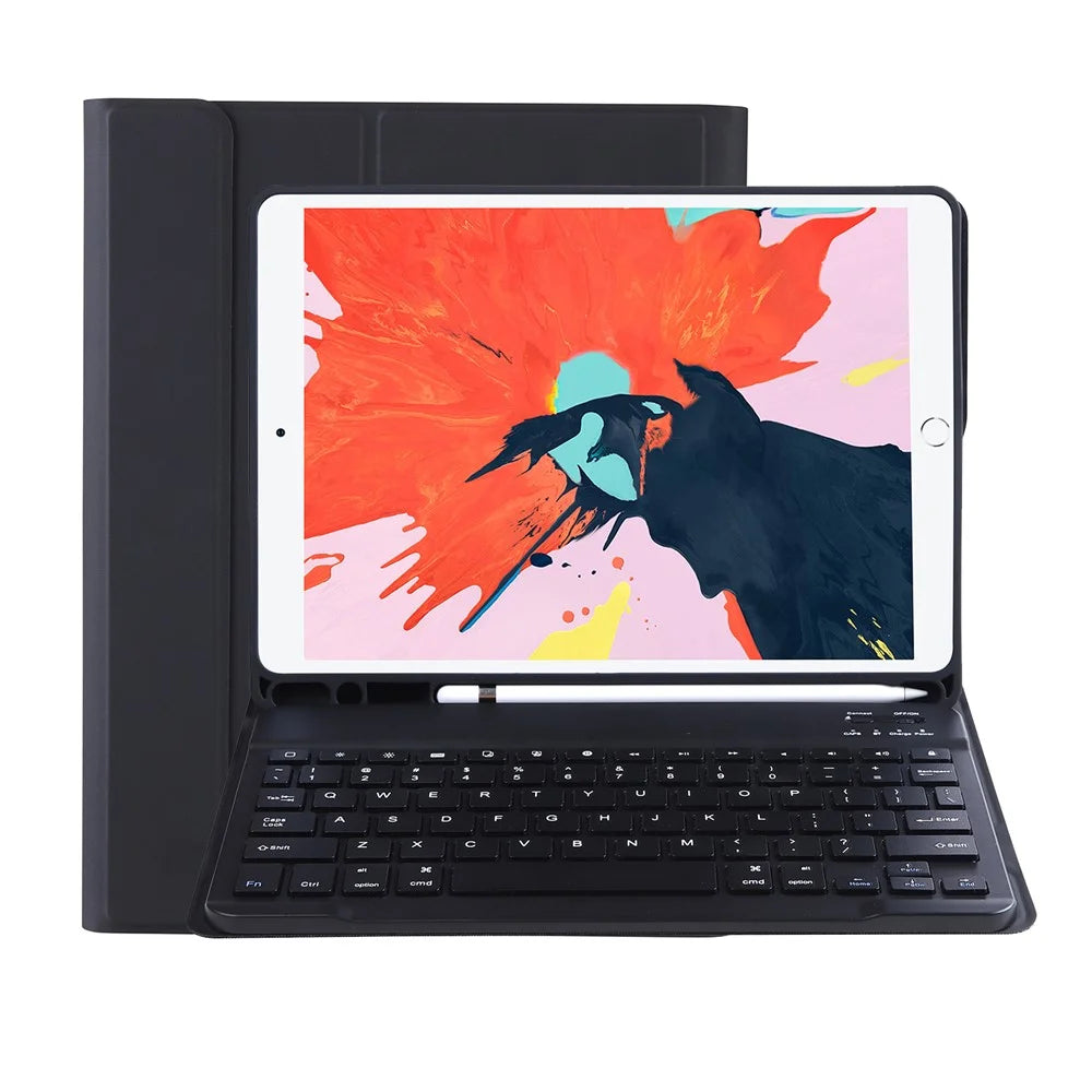 Bluetooth-compatible Keyboard Leather Stand Tablet Shell Case for iPad Pro 11-inch (2020) / (2018) - Black - 1