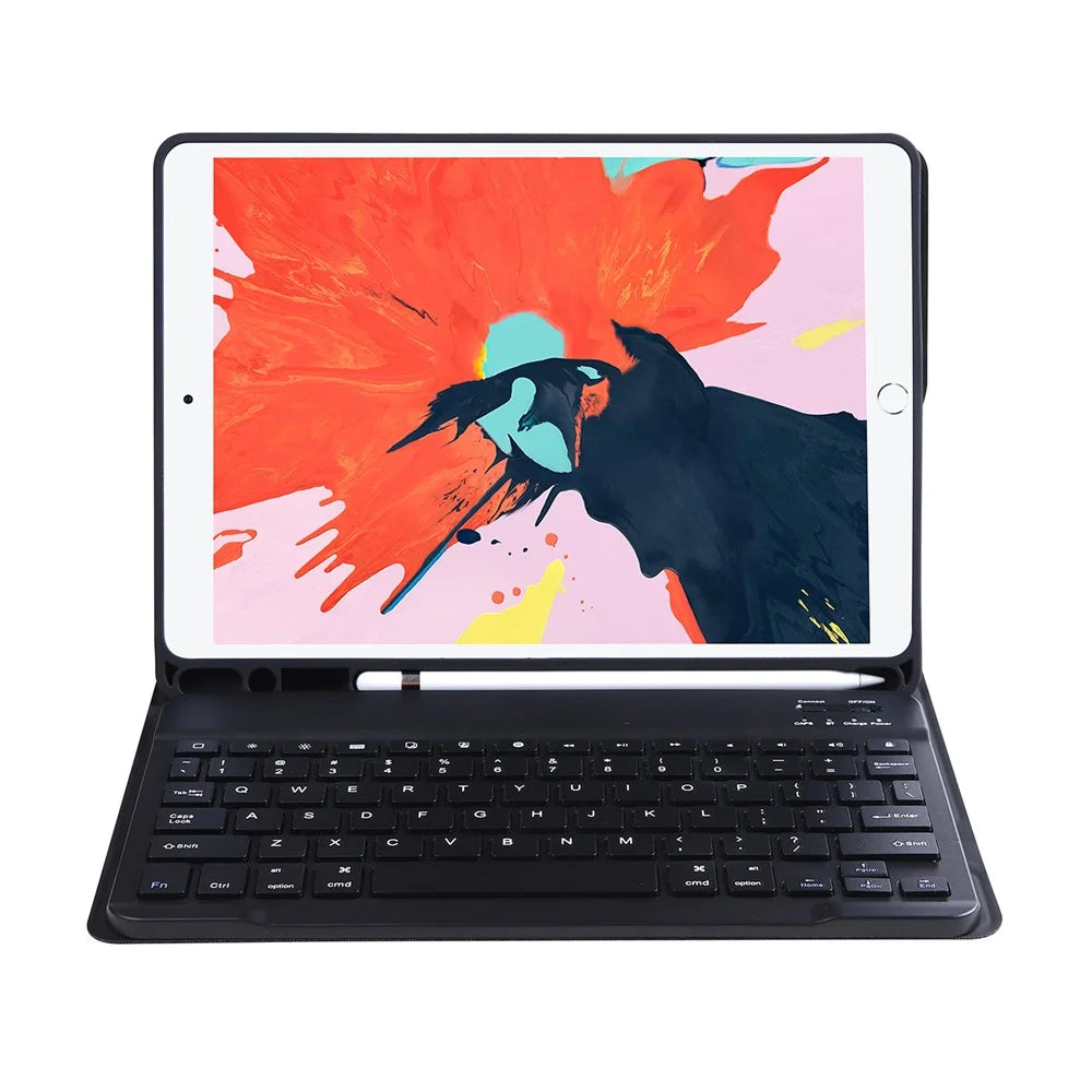 Bluetooth-compatible Keyboard Leather Stand Tablet Shell Case for iPad Pro 11-inch (2020) / (2018) - Black - 2