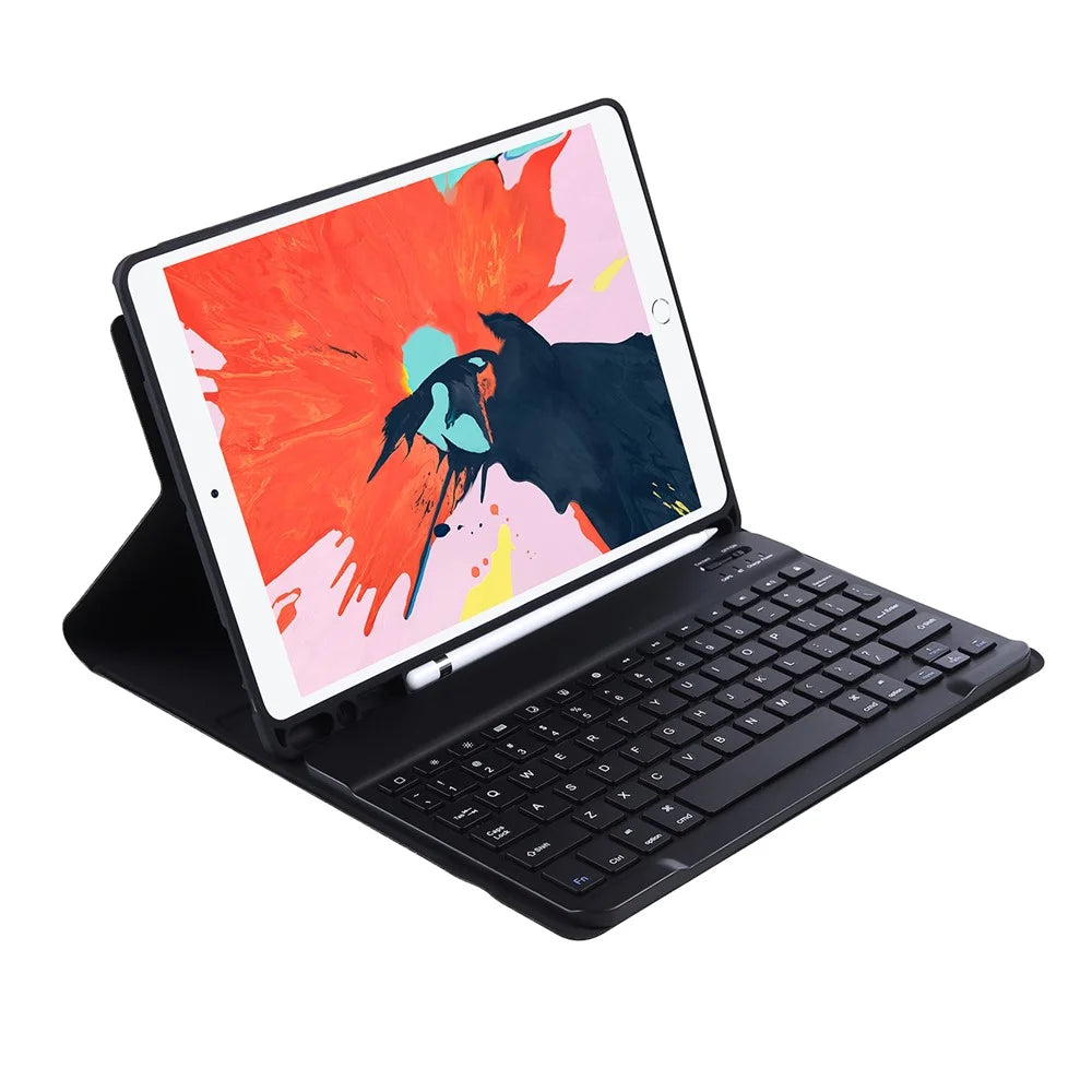 Bluetooth-compatible Keyboard Leather Stand Tablet Shell Case for iPad Pro 11-inch (2020) / (2018) - Black - 3