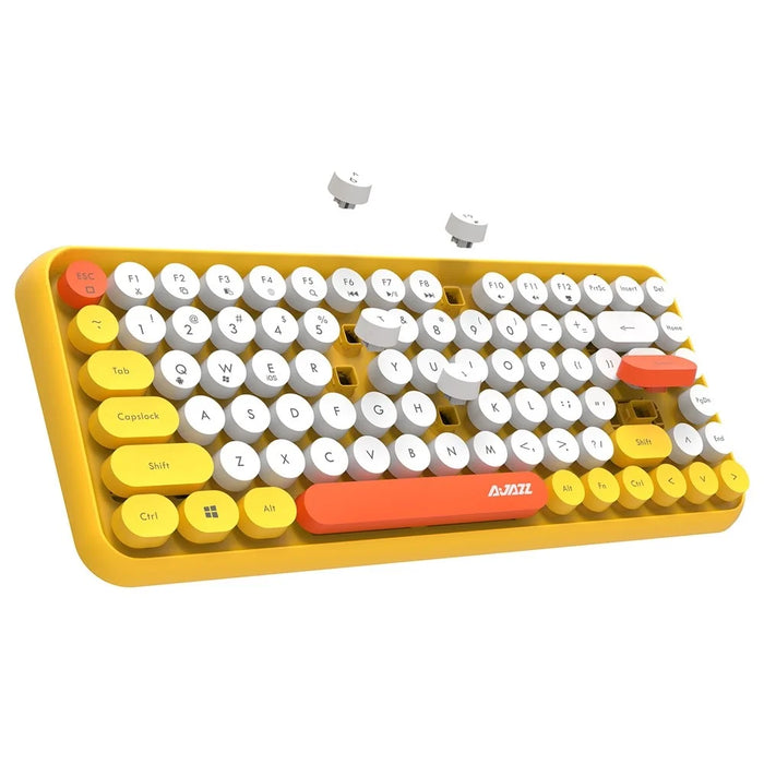 AJAZZ 308I Wireless Bluetooth-compatible Keyboard Mini Portable 84-Key Keyboard - Yellow - 2