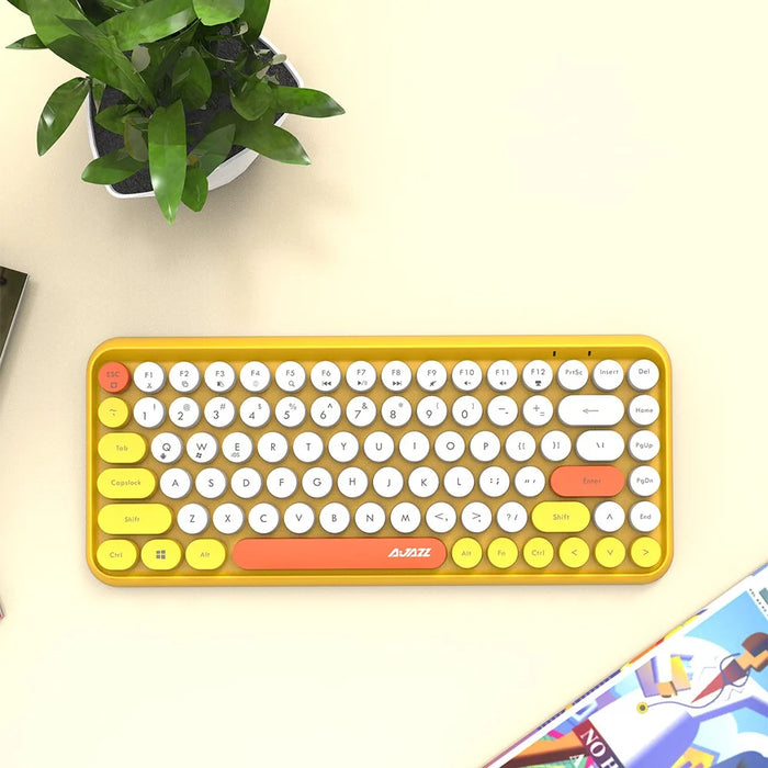 AJAZZ 308I Wireless Bluetooth-compatible Keyboard Mini Portable 84-Key Keyboard - Yellow - 4
