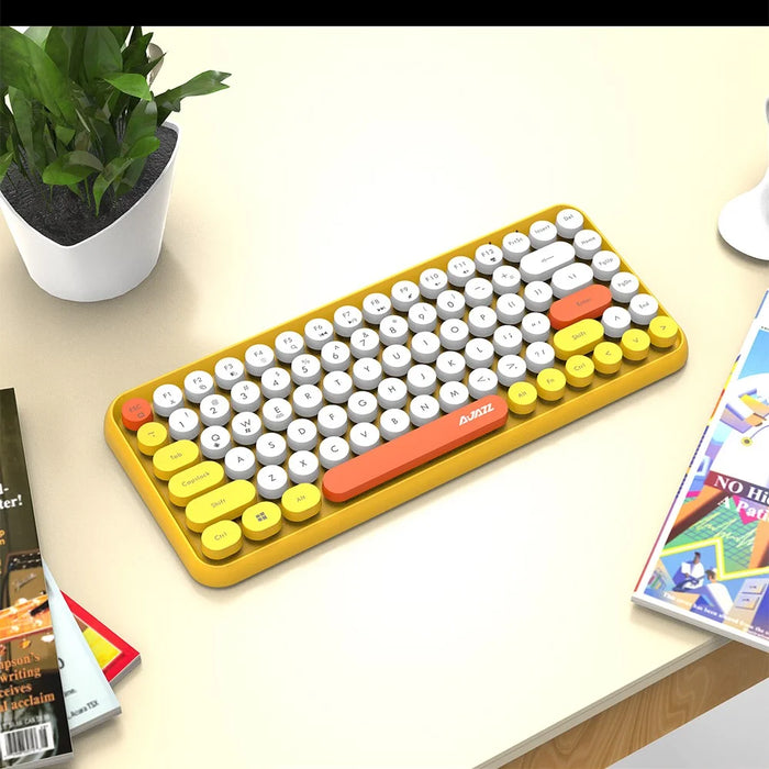 AJAZZ 308I Wireless Bluetooth-compatible Keyboard Mini Portable 84-Key Keyboard - Yellow - 6