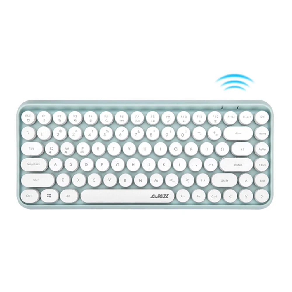 AJAZZ 308I Wireless Bluetooth-compatible Keyboard Retro Round Keycap 84-Key Keyboard - Green - 1