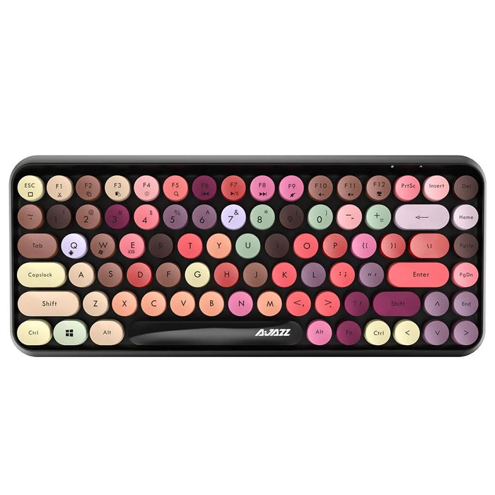 AJAZZ 308I Wireless Bluetooth-compatible Keyboard 84 Keys Retro Round Keycaps Mini Keyboard - 1