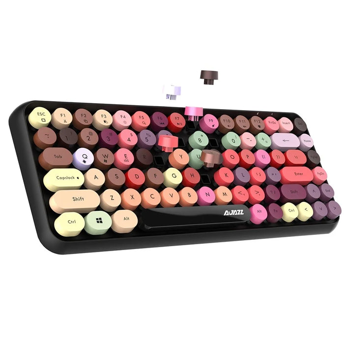 AJAZZ 308I Wireless Bluetooth-compatible Keyboard 84 Keys Retro Round Keycaps Mini Keyboard - 2