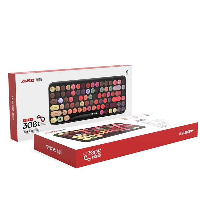AJAZZ 308I Wireless Bluetooth-compatible Keyboard 84 Keys Retro Round Keycaps Mini Keyboard - 4