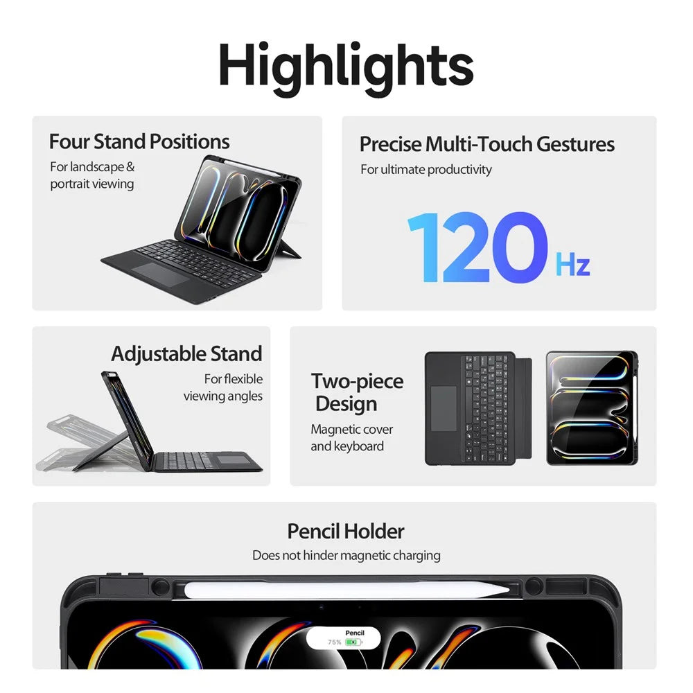 DUX DUCIS For iPad Pro 13 (2025) / 13 (2024) Stand Leather Cover with Detachable Bluetooth-compatible Keyboard - 4