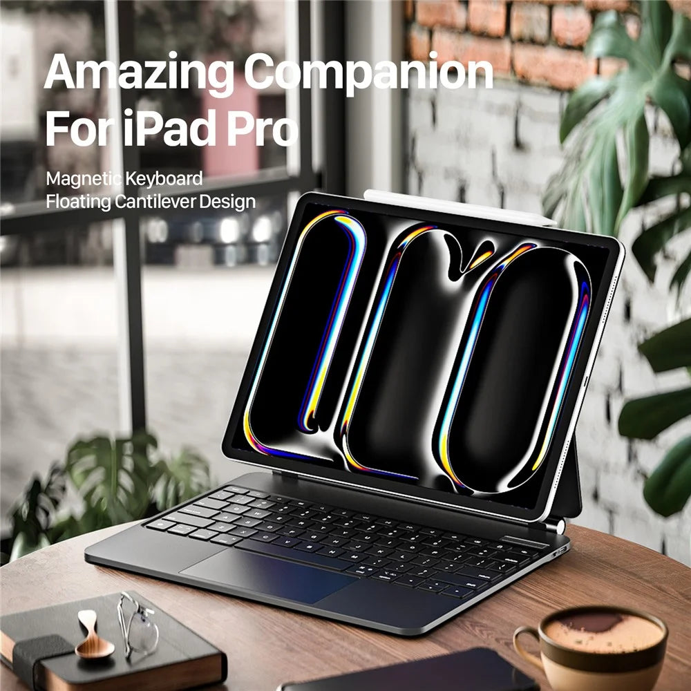 DUX DUCIS For iPad Pro 13 (2025) / 13 (2024) Case Trackpad Magnetic Bluetooth-compatible Keyboard Leather Tablet Cover - Black - 5