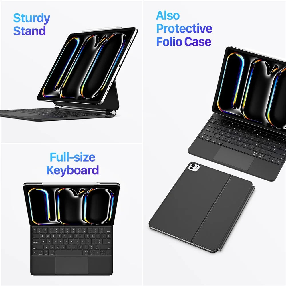 DUX DUCIS For iPad Pro 13 (2025) / 13 (2024) Case Trackpad Magnetic Bluetooth-compatible Keyboard Leather Tablet Cover - Black - 7