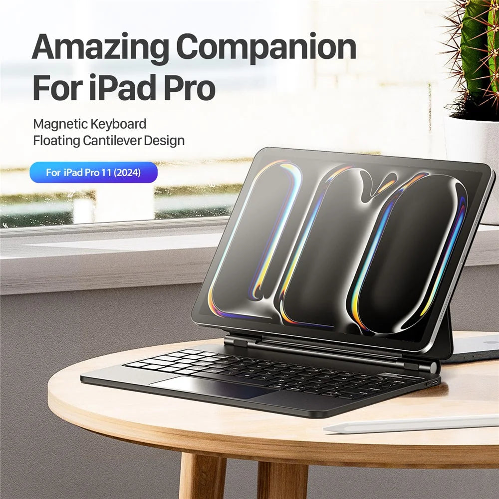 DUX DUCIS For iPad Pro 11 (2025) / 11 (2024) Leather Case with Floating Magnetic Bluetooth-Compatible Keyboard - Black - 4