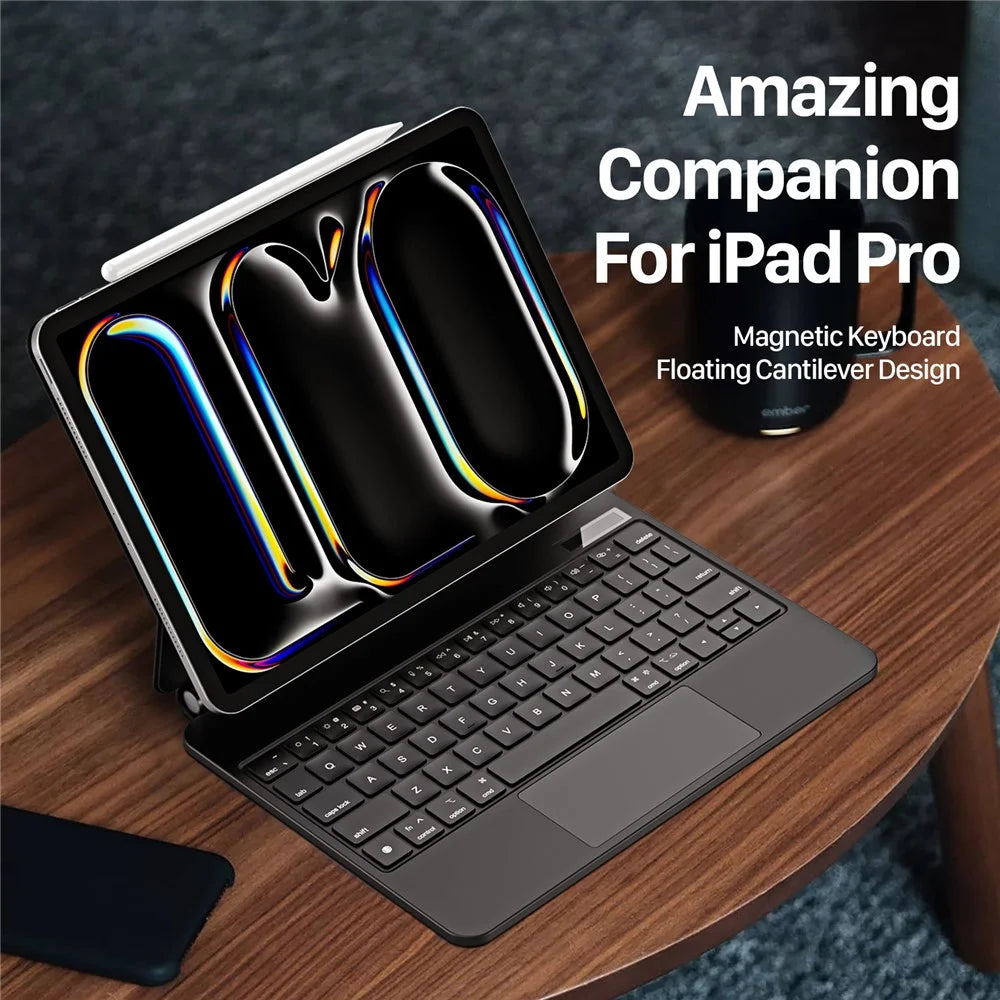 DUX DUCIS For iPad Pro 11 (2025) / 11 (2024) Leather Case with Floating Magnetic Bluetooth-Compatible Keyboard - Black - 5