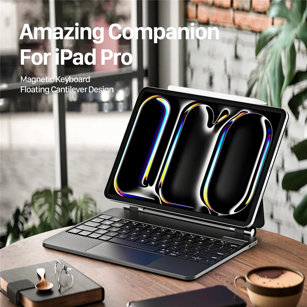 DUX DUCIS For iPad Pro 11 (2025) / 11 (2024) Leather Case with Floating Magnetic Bluetooth-Compatible Keyboard - Black - 6