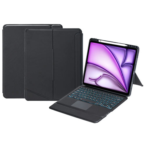 T12B-AS For iPad Air 13 (2026) / (2025) / (2024) / Pro 12.9 (2018) / (2020) / (2021) / (2022) Rotation Stand Leather Bluetooth-Compatible Keyboard - 1