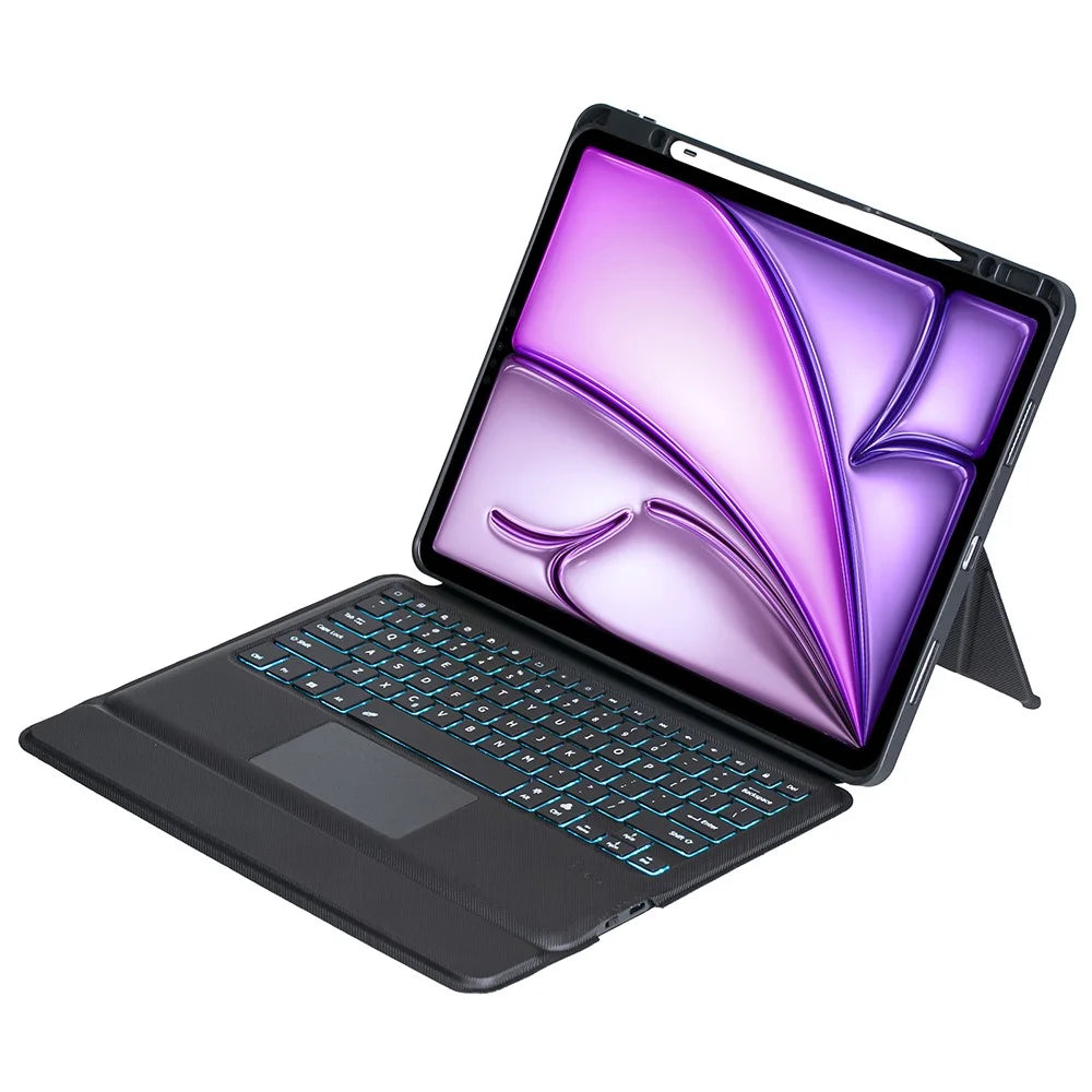 T12B-AS For iPad Air 13 (2026) / (2025) / (2024) / Pro 12.9 (2018) / (2020) / (2021) / (2022) Rotation Stand Leather Bluetooth-Compatible Keyboard - 2