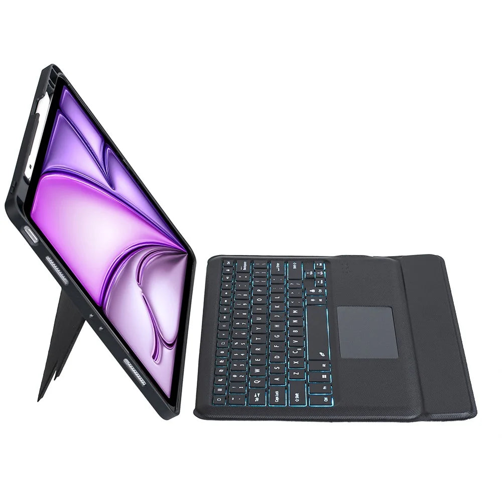 T12B-AS For iPad Air 13 (2026) / (2025) / (2024) / Pro 12.9 (2018) / (2020) / (2021) / (2022) Rotation Stand Leather Bluetooth-Compatible Keyboard - 3