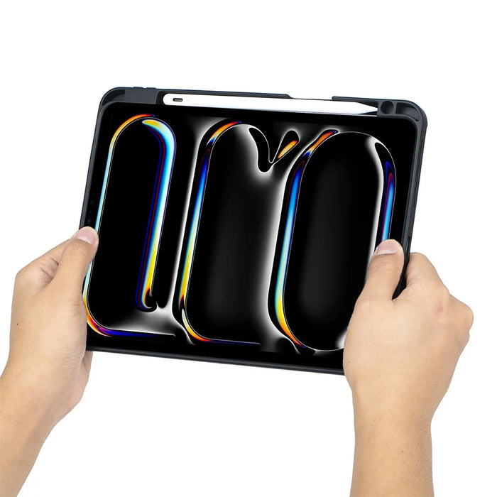 T13B-AS For iPad Pro 11 (2024) Pen Slot Design Rotation Shaft Stand Leather Tablet Cover + Backlit Touchpad Bluetooth-compatible Keyboard - 6
