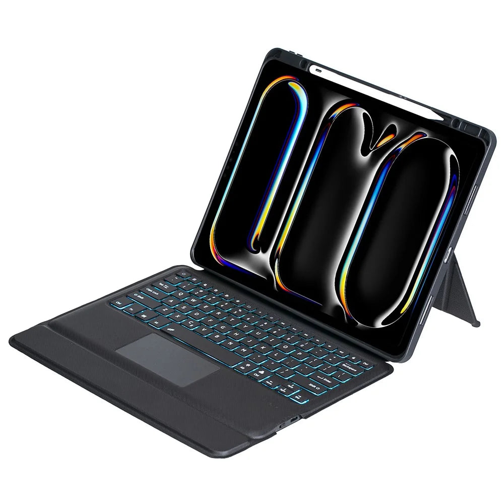 T14B-AS For iPad Pro 13 (2025) / (2024) Rotation Shaft Stand Leather Tablet Protection Cover + Backlit Touchpad Bluetooth-compatible Keyboard - 2