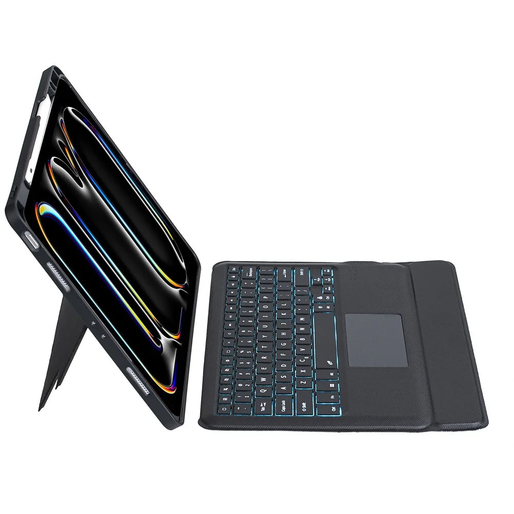 T14B-AS For iPad Pro 13 (2025) / (2024) Rotation Shaft Stand Leather Tablet Protection Cover + Backlit Touchpad Bluetooth-compatible Keyboard - 3