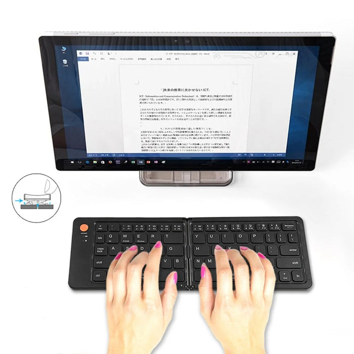 B203 Portable Bi-Fold Bluetooth-compatible Keyboard Universal Laptop Tablet Phone Wireless Keyboard - Black - 6