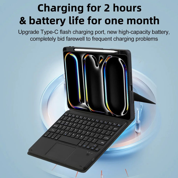 TP-5109 For iPad Air 11 (2026) / (2025) / (2024) / Air (2020) / (2022) Magnetic Detachable Bluetooth-Compatible Keyboard Leather Stand Case - 4