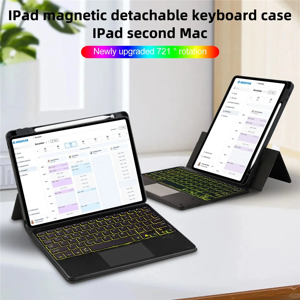 TP-5102D For iPad 10.2 (2021) / (2020) / (2019) Magnetic Detachable Bluetooth-compatible Keyboard PU Leather Case with RGB Backlight - 3