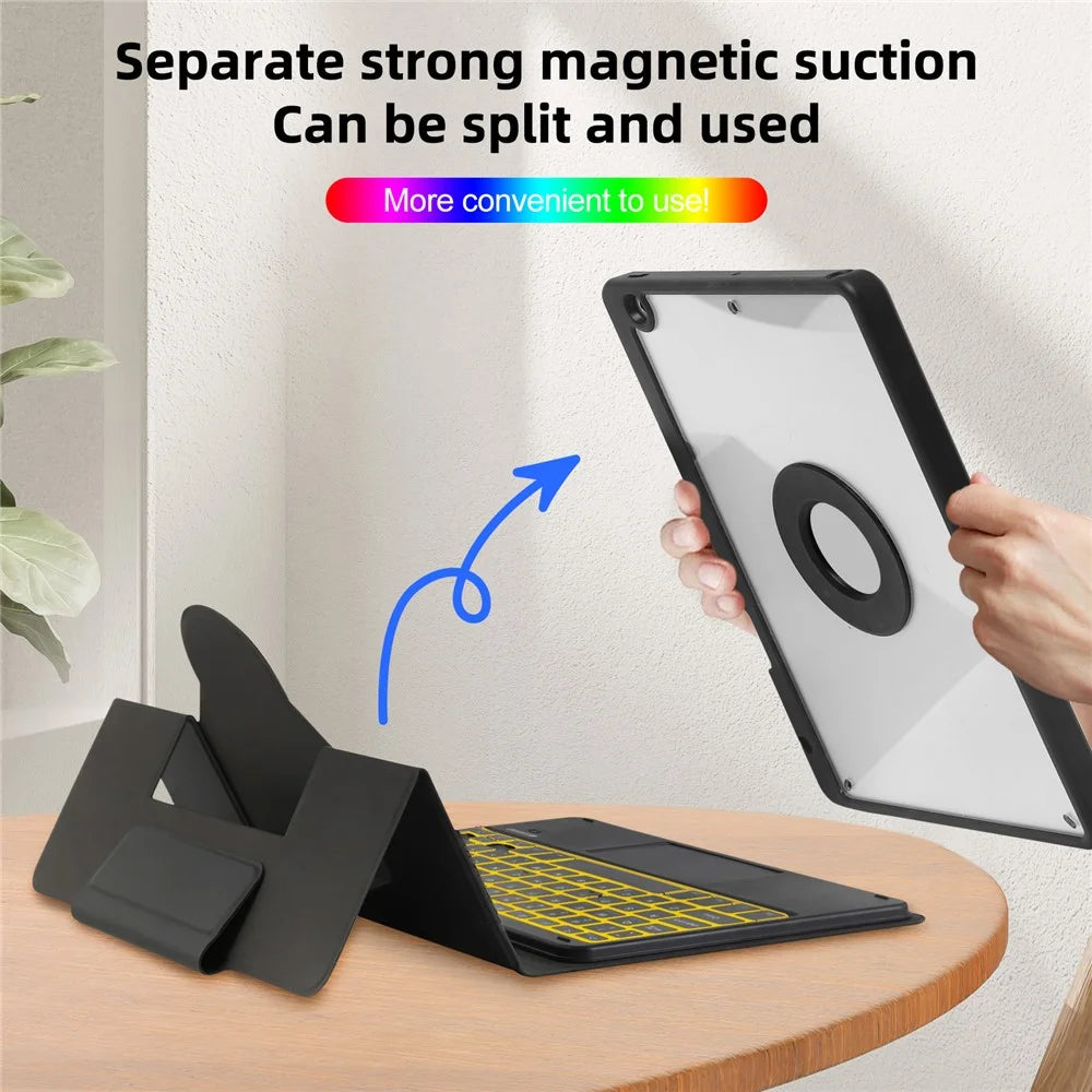 TP-5102D For iPad 10.2 (2021) / (2020) / (2019) Magnetic Detachable Bluetooth-compatible Keyboard PU Leather Case with RGB Backlight - 6
