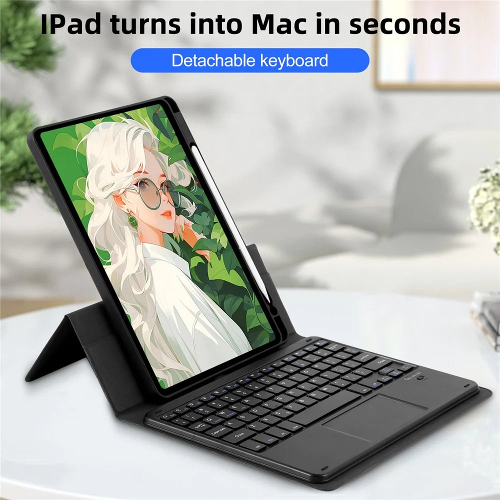 TP-5102 For iPad 10.2 (2021) / (2020) / (2019) Magnetic Detachable Bluetooth-compatible Keyboard with PU Leather Stand Case - 7