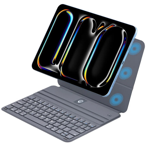1038 For iPad (2025) / 10.9 (2022) Ultra-Thin Tablet Case with Floating Magnetic Keyboard - Black - 1