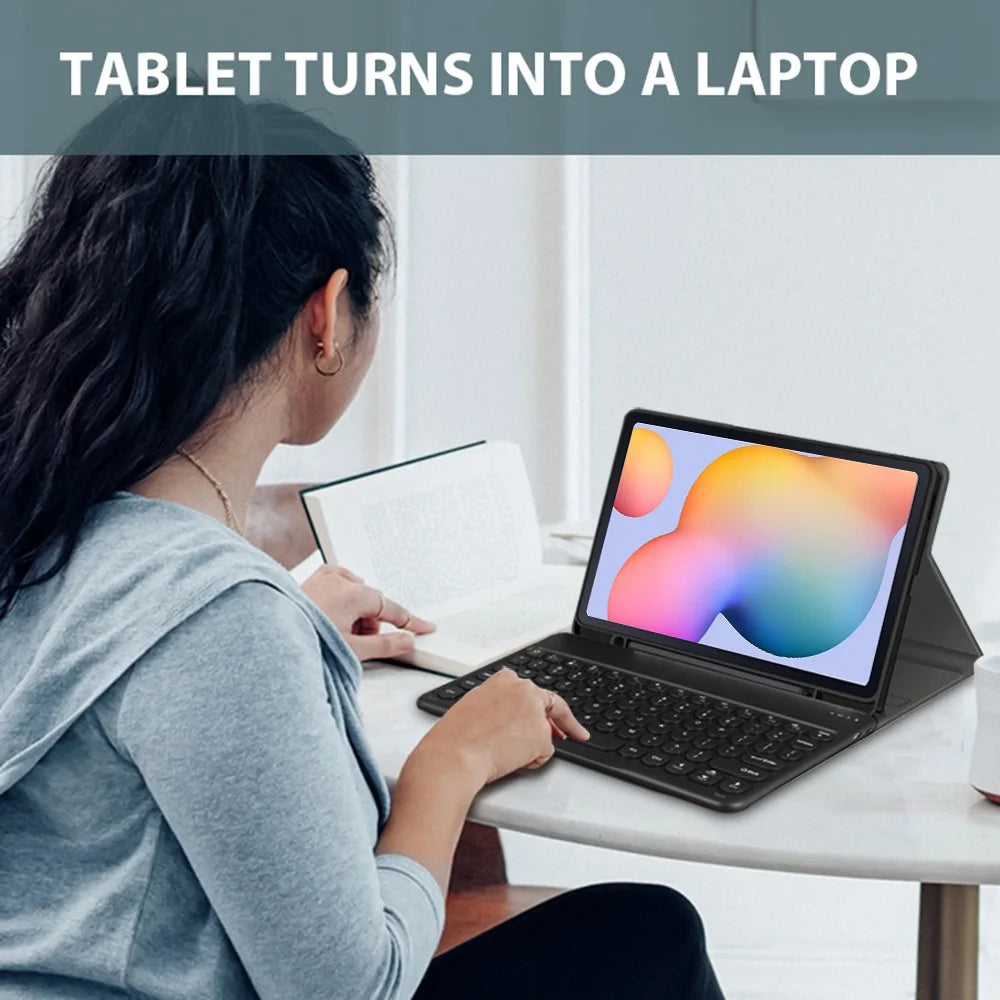 For Samsung Galaxy  Tab S7 (T870 / T875 / T878) / Tab S8 (SM-X700 / X706) Detachable Bluetooth-compatible Keyboard Cover with S Pen Holder - Black - 6