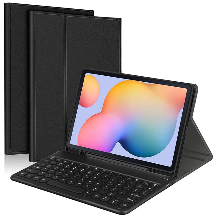For Samsung Galaxy Tab S9 / S10 FE / S9 FE Detachable Bluetooth-Compatible Keyboard Leather Cover with S Pen Holder - Black - 1