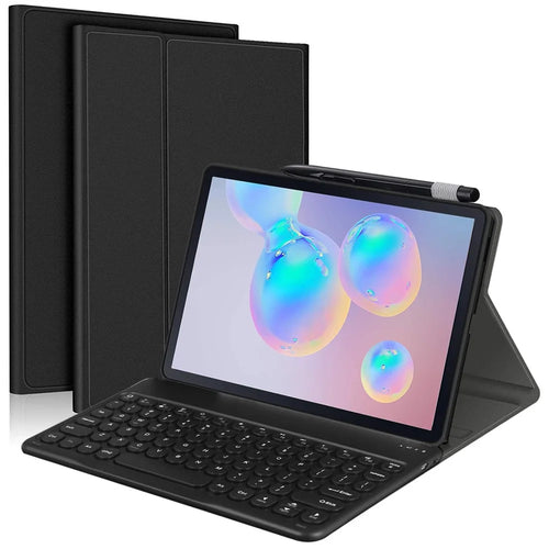 For Samsung Galaxy Tab S6 (SM-T860 / T865 / T867) Detachable Bluetooth-compatible Keyboard Leather Cover with S Pen Holder - Black - 1
