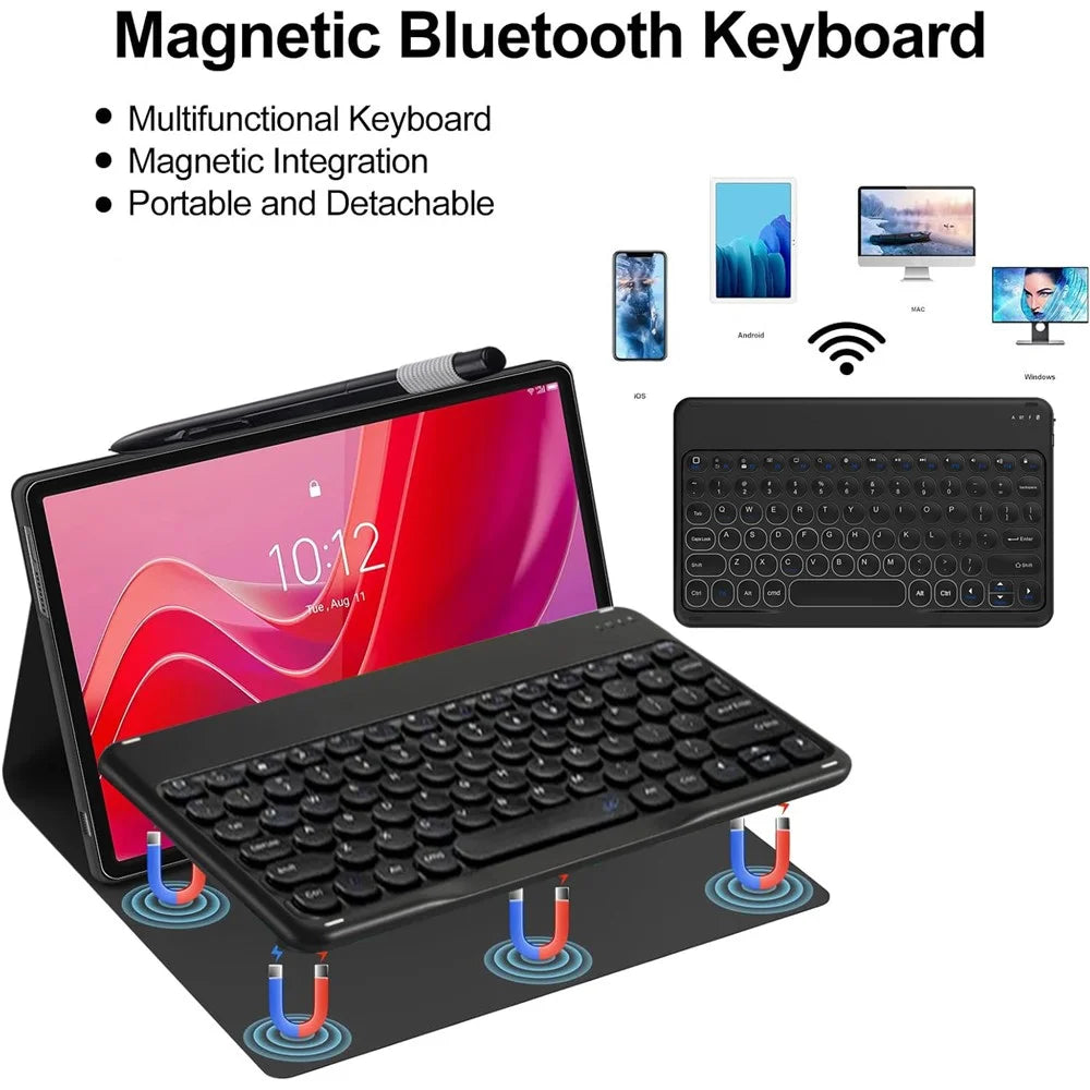For Samsung Galaxy Tab S6 (SM-T860 / T865 / T867) Detachable Bluetooth-compatible Keyboard Leather Cover with S Pen Holder - Black - 5