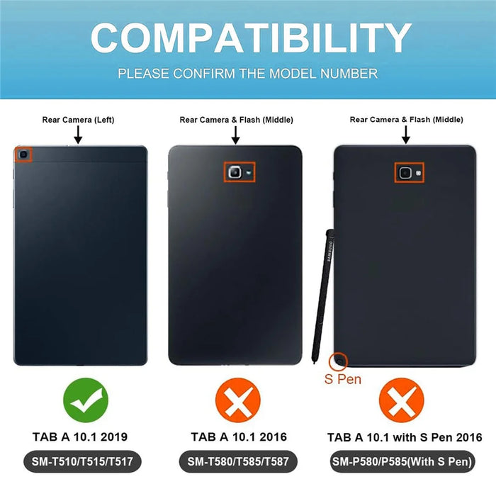 For Samsung Galaxy Tab A 10.1 (2019) Detachable Bluetooth-compatible Keyboard Leather Cover with S Pen Holder - Black - 2