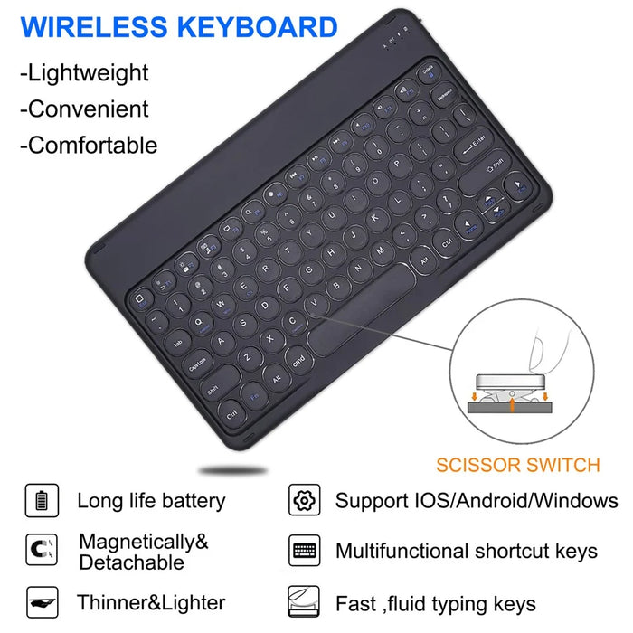 For Samsung Galaxy Tab A 10.1 (2019) Detachable Bluetooth-compatible Keyboard Leather Cover with S Pen Holder - Black - 3