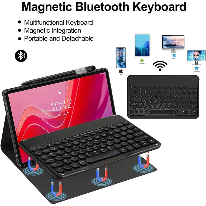 For Samsung Galaxy Tab A 10.1 (2019) Detachable Bluetooth-compatible Keyboard Leather Cover with S Pen Holder - Black - 5