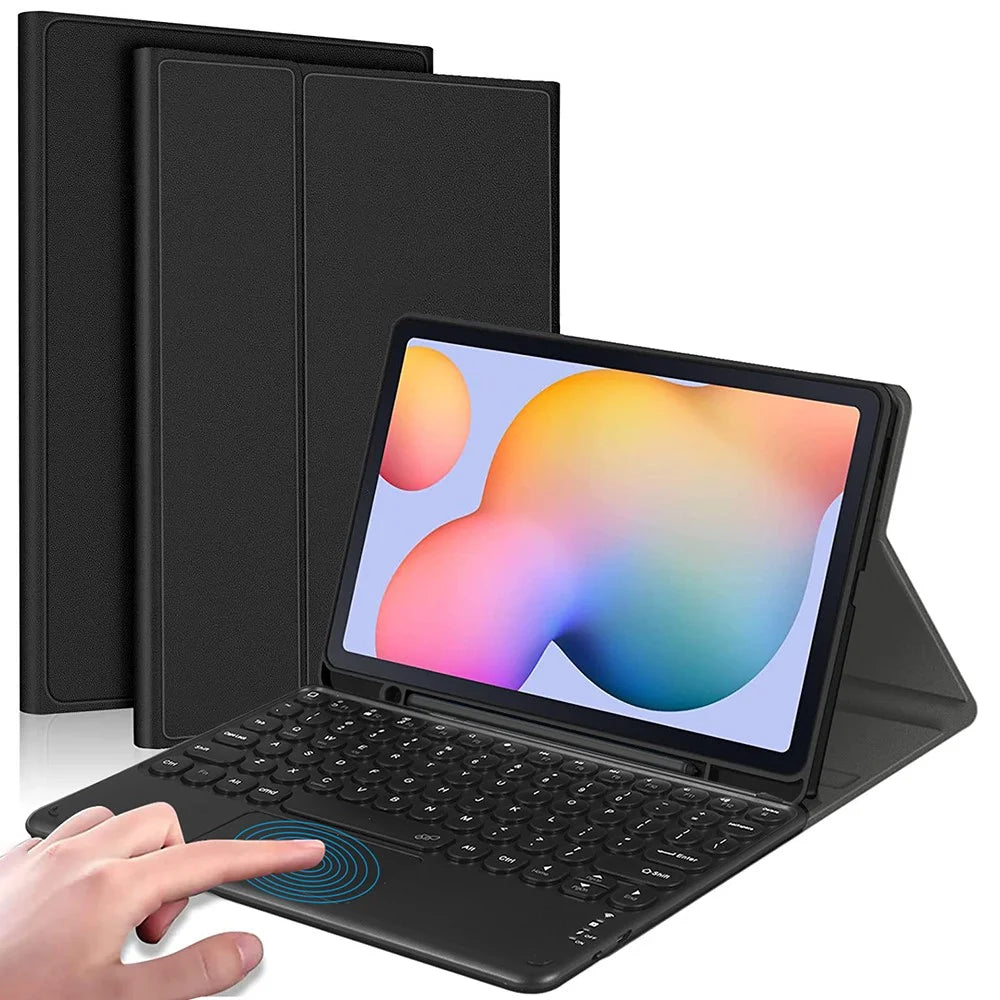 For Samsung Galaxy Tab A7 10.4 (2020) Detachable Bluetooth-compatible Touchpad Keyboard Cover with S Pen Holder - Black - 1