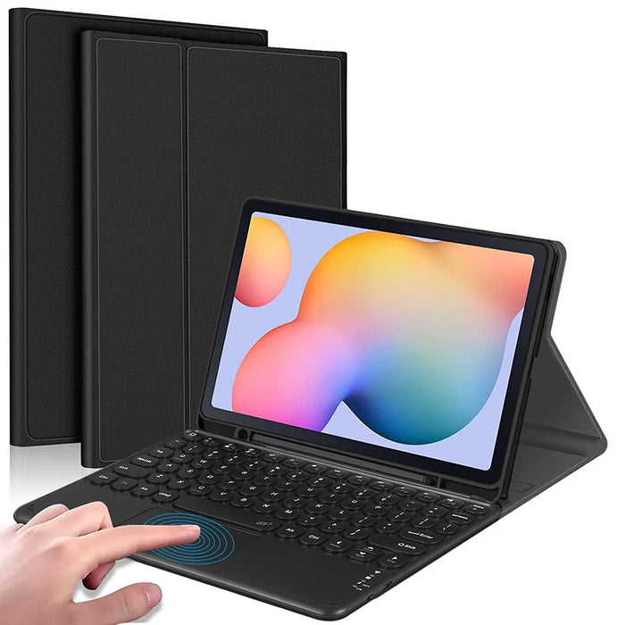 For Samsung Galaxy Tab S9 / S10 FE / S9 FE Detachable Bluetooth-Compatible Touchpad Keyboard Cover with S Pen Holder - Black - 1