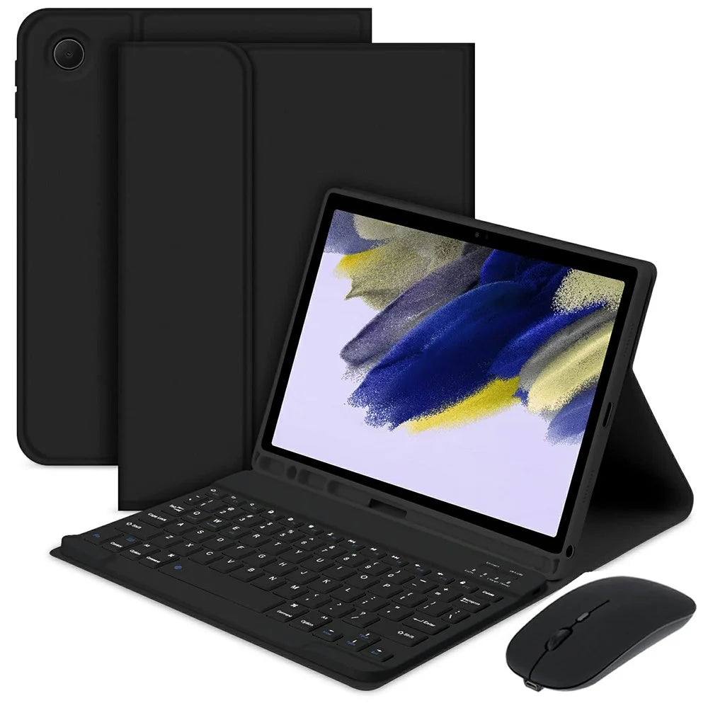 SK-X215 For Samsung Galaxy Tab A9+ Split Bluetooth-compatible Keyboard Leather Case + Dual Mode Mouse Set - Black - 1