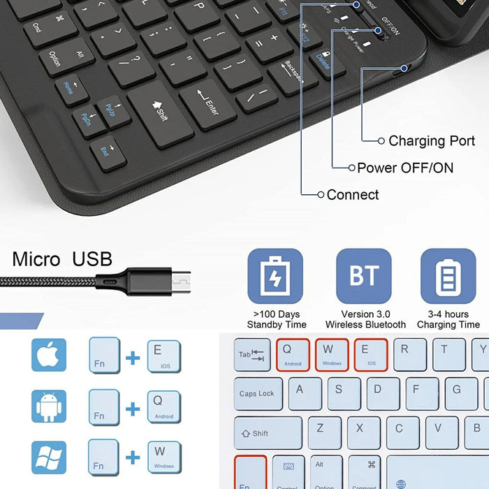 SK-X215 For Samsung Galaxy Tab A9+ Split Bluetooth-compatible Keyboard Leather Case + Dual Mode Mouse Set - Black - 6